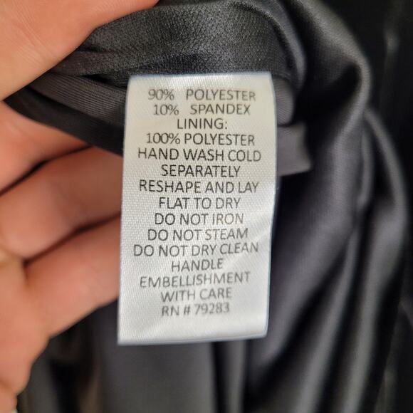 Alex Evenings Black Velvet Draped Rhinestone Accent Dress Size 16 - Picture 4 of 6